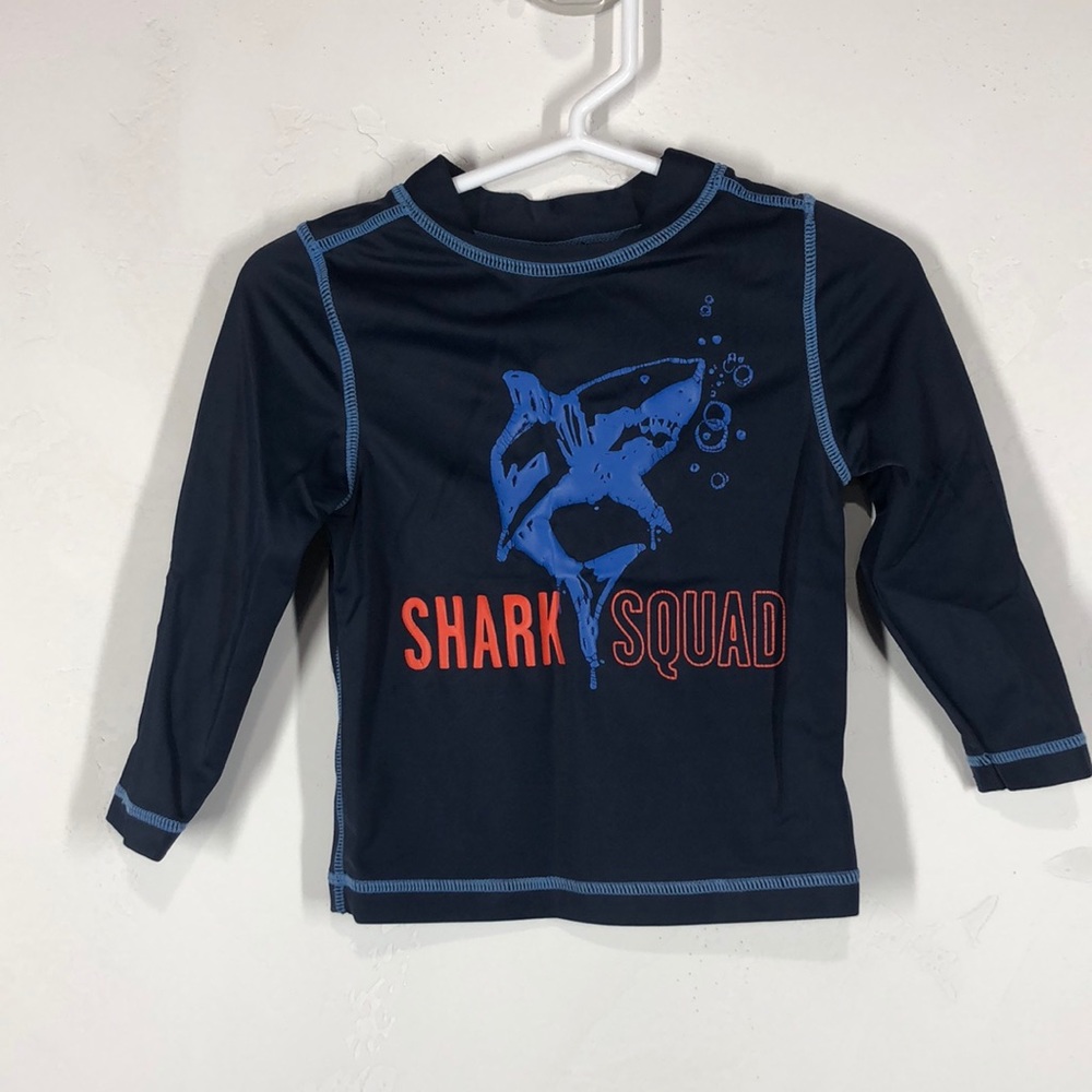 Old Navy blue shark swim top size 12-18 months